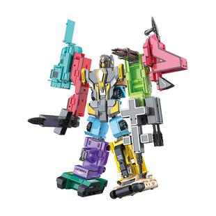 加大儿童数字变形男孩金刚益智拼装汽车玩具积木男童字母机器人