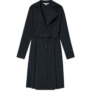 PSALTER诗篇通勤三醋酸系带深蓝中长款西装领风衣外套2025春款