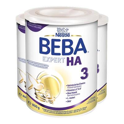 BEBA HA EXPERT适度水解蛋白婴幼儿益生菌低敏奶粉3段原装 3罐装