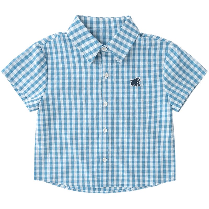 嘟嘟家男童衬衫儿童夏季衬衣宝宝新款短袖女童条纹衣服婴儿童装类