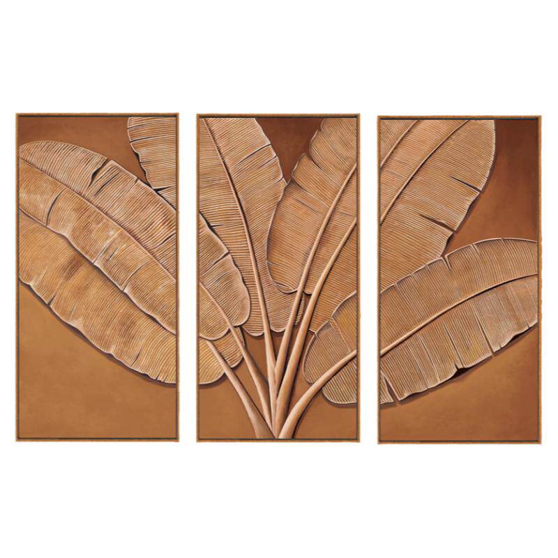 东南亚风格泰式芭蕉叶客厅装饰画傣族风情壁画酒店餐厅背景墙挂画