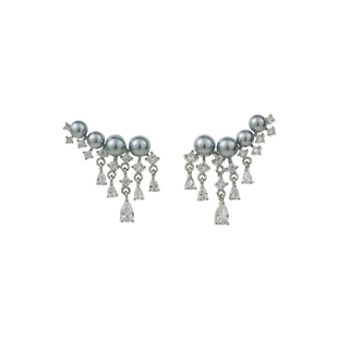 「曼妙流光」施家珍珠耳夹气质珍珠耳钉蚊香盘无耳洞耳饰女耳环银