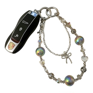 原创高级感双层合金彩钻纱手工串珠手机链汽车钥匙扣包包装饰链条