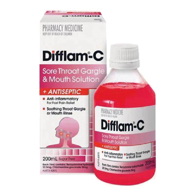 新西兰药房DIFFLAM C抗菌消炎止痛漱口水得伏宁200ml咽炎口腔溃疡
