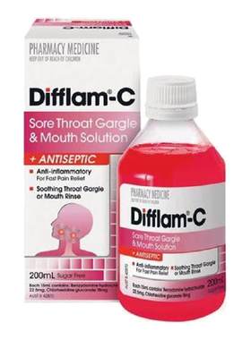 新西兰药房DIFFLAM C抗菌消炎止痛漱口水得伏宁200ml咽炎口腔溃疡