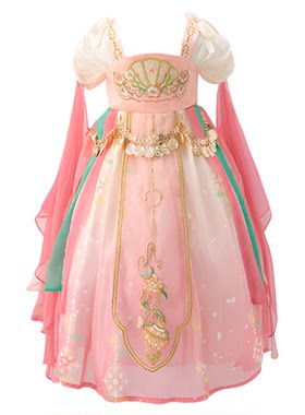 女童汉服夏季超仙古风唐装连衣裙