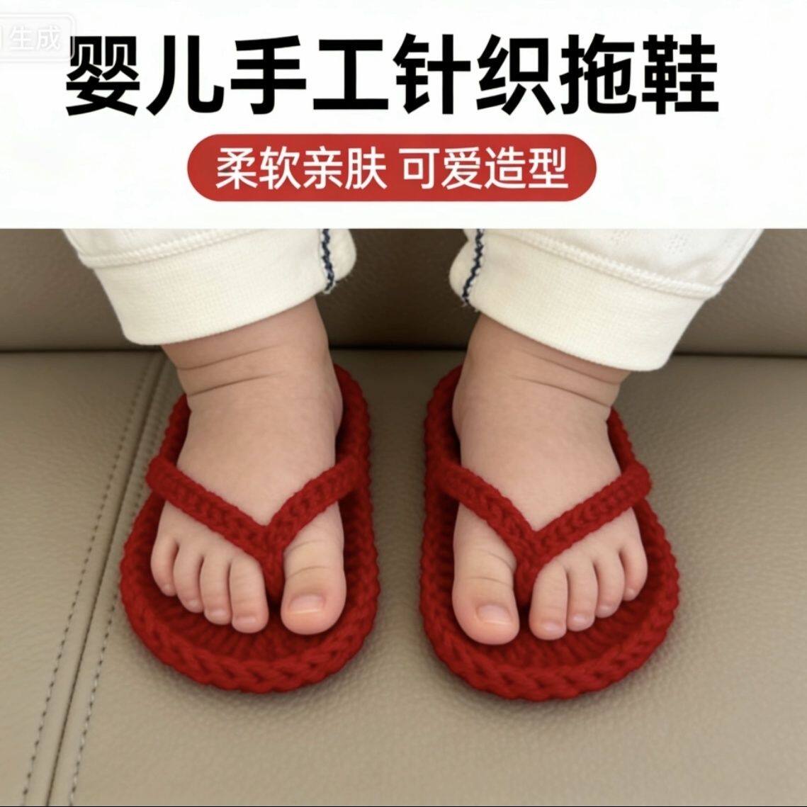 手工编织人字新生儿搞怪拖鞋幼崽可爱鞋子拖摄影拍照道路