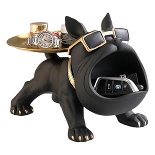 进门口玄关放钥匙收纳摆件入户鞋柜置物托盘轻奢高档客厅狗装饰品