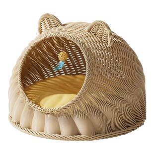 藤编猫窝四季通用夏天夏季半封闭式安全感垫子钻猫门洞凉窝可水洗