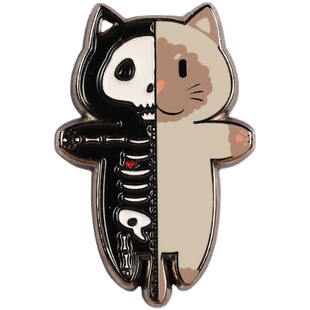 FooLii孚狸原创骷髅小猫胸针金属徽章别针针扣pins配饰烤漆仿珐琅