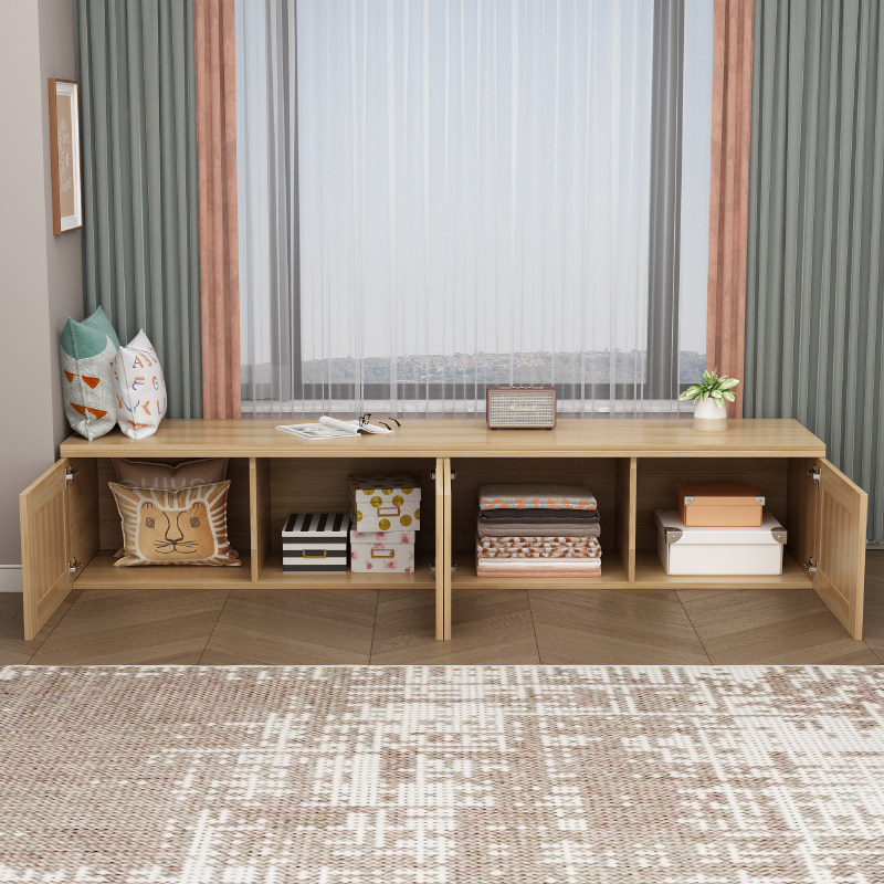 实木飘窗柜阳台柜上翻门储物柜平开门收纳柜卧室地柜矮柜多组合柜