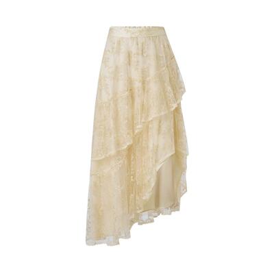 不规则层叠蕾丝蛋糕裙