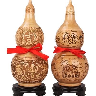 桃木葫芦摆件天然葫芦五帝钱挂件