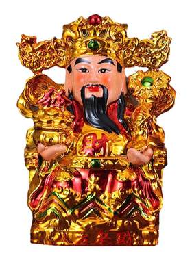 镀金陶瓷文武财神爷佛像供奉客厅