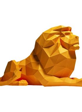 70厘米长 大型落地客厅简约现代狮子摆件自制原创纸模型