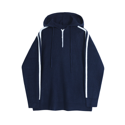 MRCYC韩版宽松撞色连帽针织毛衣