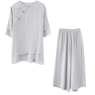 国风古典宽松印度打坐禅服女棉麻套装仙气舞韵瑜伽服薄气质白色夏