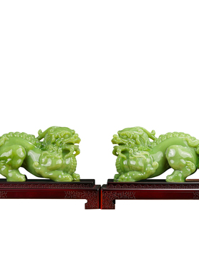 聚善缘玉石貔貅摆件一对开业礼品