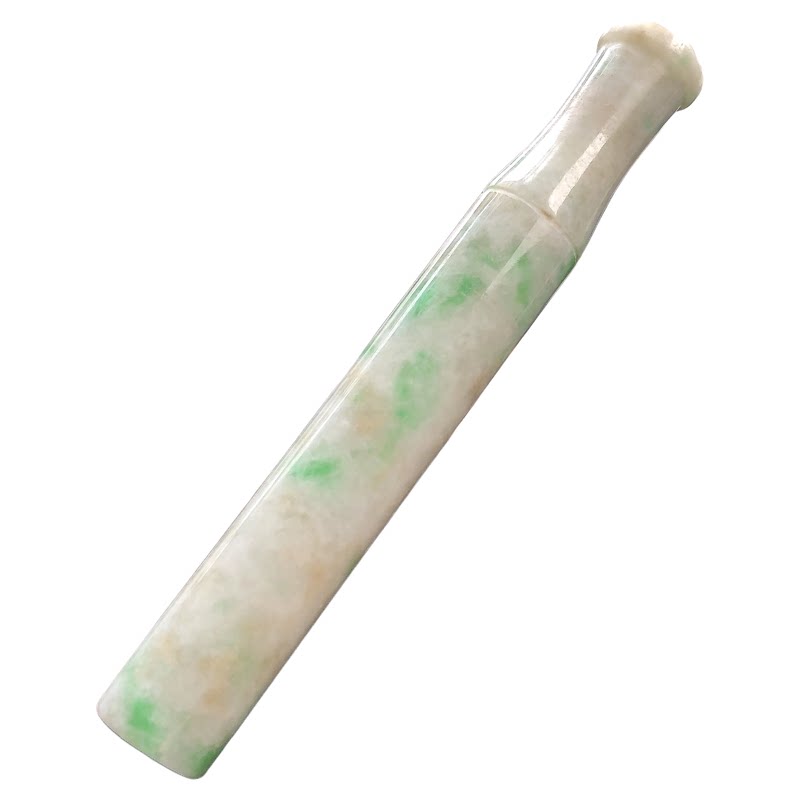 缅甸天然翡翠A货飘阳绿素面烟嘴
