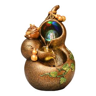 寓意好的招财葫芦流水摆件循环水风水轮客厅办公桌装饰品开店开业