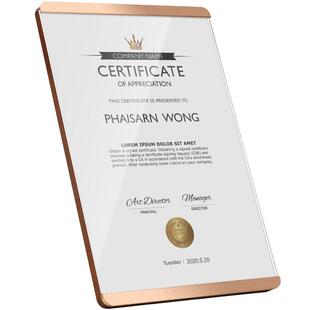 亚克力荣誉奖状展示框资质证框A4玻璃摆台相框高档实木专利证书框