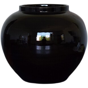 手工陶瓷水培花瓶酒店客厅电视柜玄关桌面摆件干枝花器哑光黑色罐