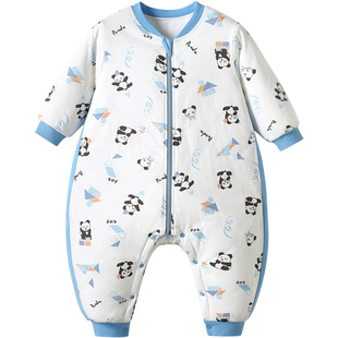 儿童连体睡衣冬季宝宝睡袋夹棉加厚冬天加绒纯棉a类男童女防踢被