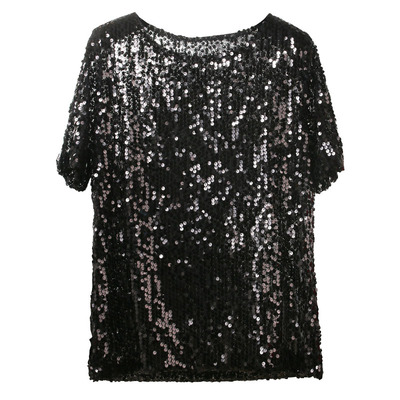 亮片短袖街头薄网纱女