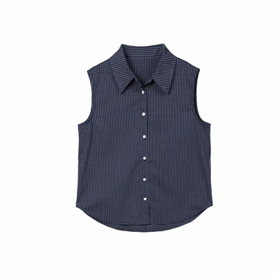 【四季叠搭】无袖衬衫背心翻领女