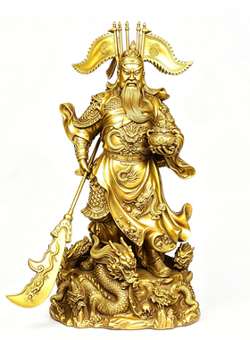 铜武财神摆件五行九龙关公