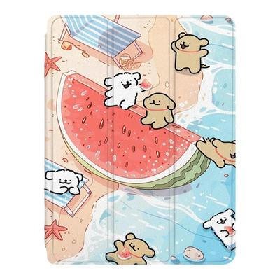 imobile线条小狗适用ipad保护套ipadpro带笔槽air5可爱4西瓜mini6/2021苹果11寸10第九代三折式3/2平板保护壳
