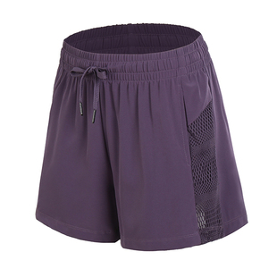 九麦一品紫色运动短裤女晨跑宽松速干健身裤透气外穿防走光瑜伽裤