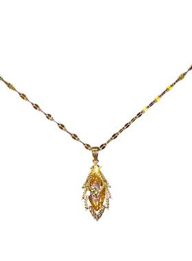 金枝玉叶吊坠钛钢项链女