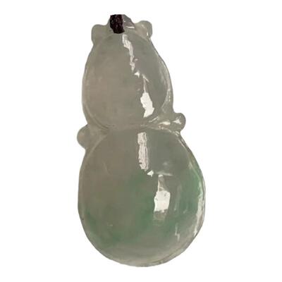 缅甸天然翡翠吊坠葫芦白色绿飘花