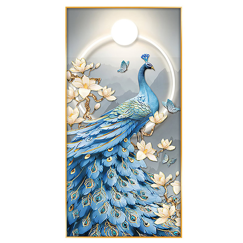 孔雀钻石画玄关新款高级感贴钻画