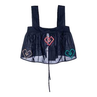 SHORT SENTENCE短句女士爱心刺绣时尚吊带背心银泰百货301574