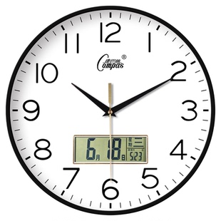 康巴丝钟表挂钟客厅家用2026新款轻奢挂表免打孔静音电波时钟挂墙