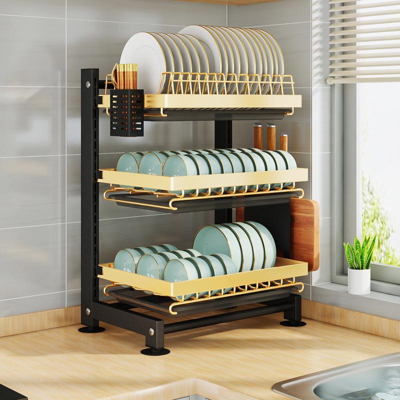 厨房碗架沥水架家用台面放碗盘置物架多功能碗碟碗筷收纳多层碗柜