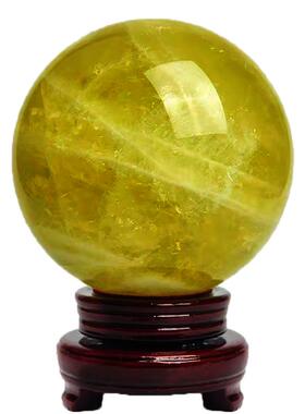 正品天然黄水晶球原石打磨招财