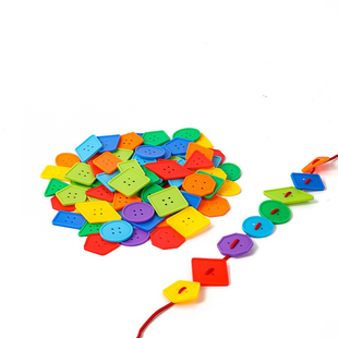 串珠儿童玩具益智早教纽扣穿线绳专注力精细动作训练幼儿园穿珠子