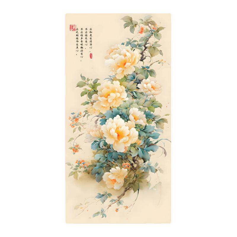 蒙娜丽莎100%花开富贵印花十字绣