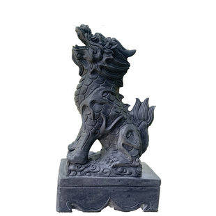 石雕青石望天吼摆件一对望君归看门镇宅招财独角兽门口石头朝天吼