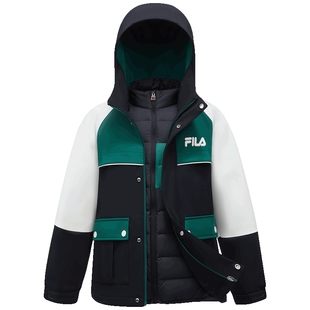 FILA斐乐儿童童装羽绒服2026年春季新款男童中大童梭织羽绒两件套
