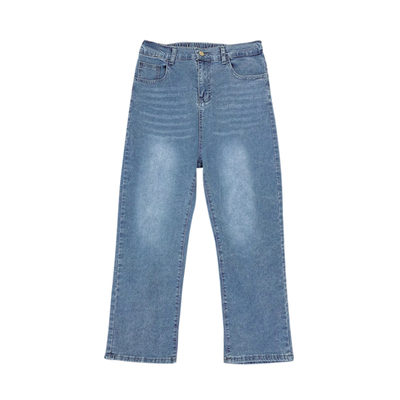 大码女装胖mm高腰直筒阔腿牛仔裤