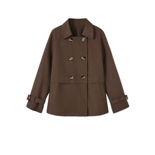 YBAI/亦白 2025秋季新款宽松简约分割线直身一手长短款风衣外套女