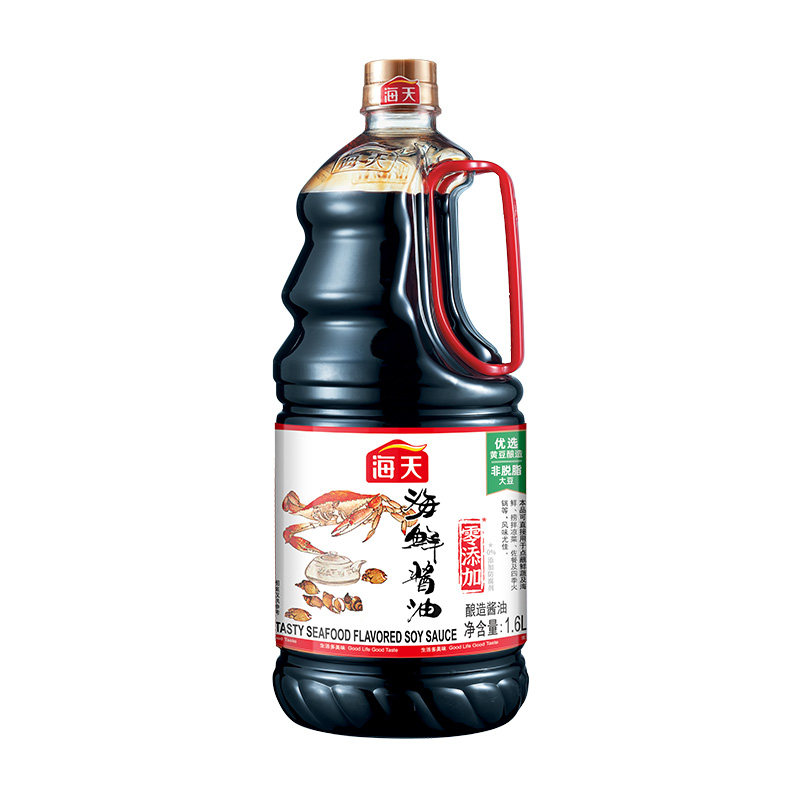 海天海鲜酱油1.6L家用凉拌点蘸炒菜提鲜厨房调料黄豆酿造生抽酱油