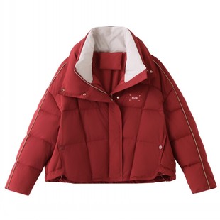 时尚立领短款羽绒服女冬季高级感红色本命年保暖小个子气质外套潮