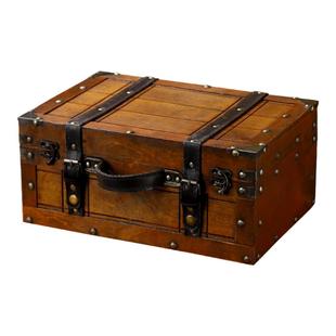 复古民国木质手提箱物品杂物收纳箱子便携式老式行李箱摄影道具箱