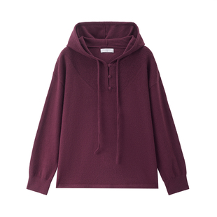 佐丹奴抽绳连帽针织衫女春季新款软糯风宽松花纱针织上衣13355769