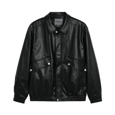 BODYDREAM黯黑廓形解构感皮衣男复古港风机车皮夹克 2026春季新品